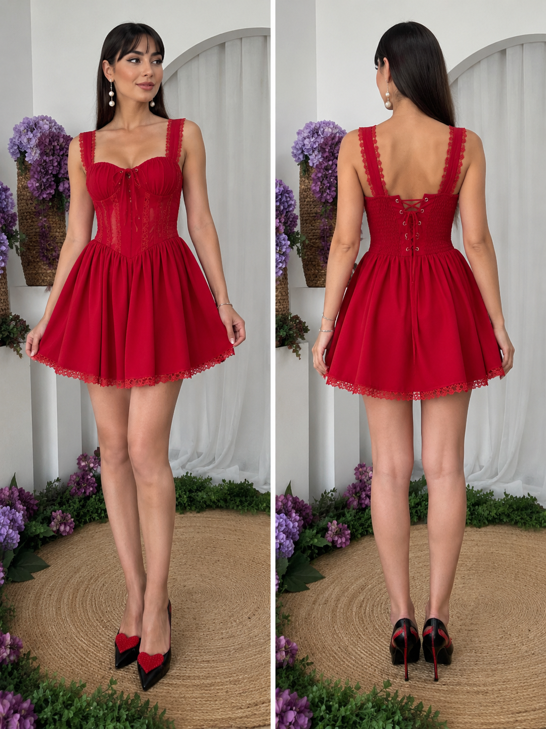 Scarlet Dantel Detaylı Mini Elbise