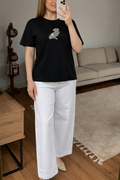 Minimal Baskılı siyah Basic Tişört