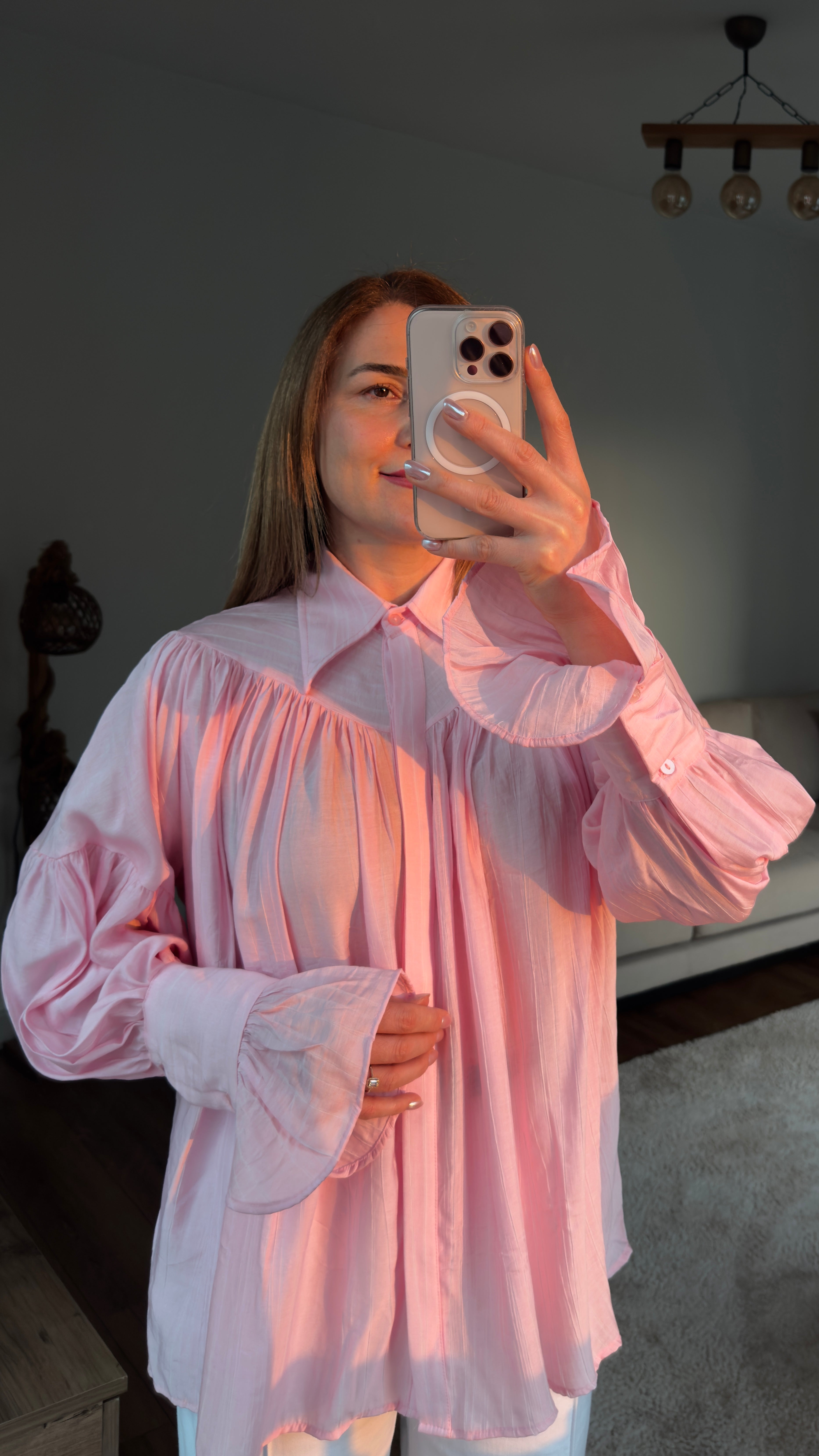 Soft Pink Akış Gömlek