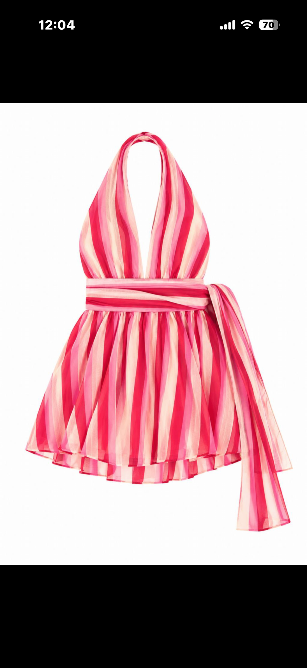 Pembe Çizgili, Şifon Mini Elbise