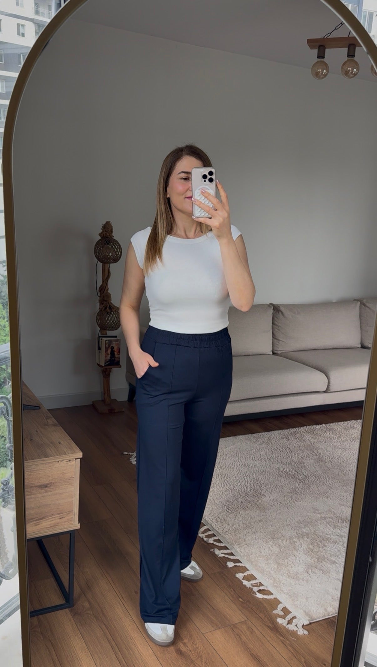 Lacivert modal penye,çimalı pantolon