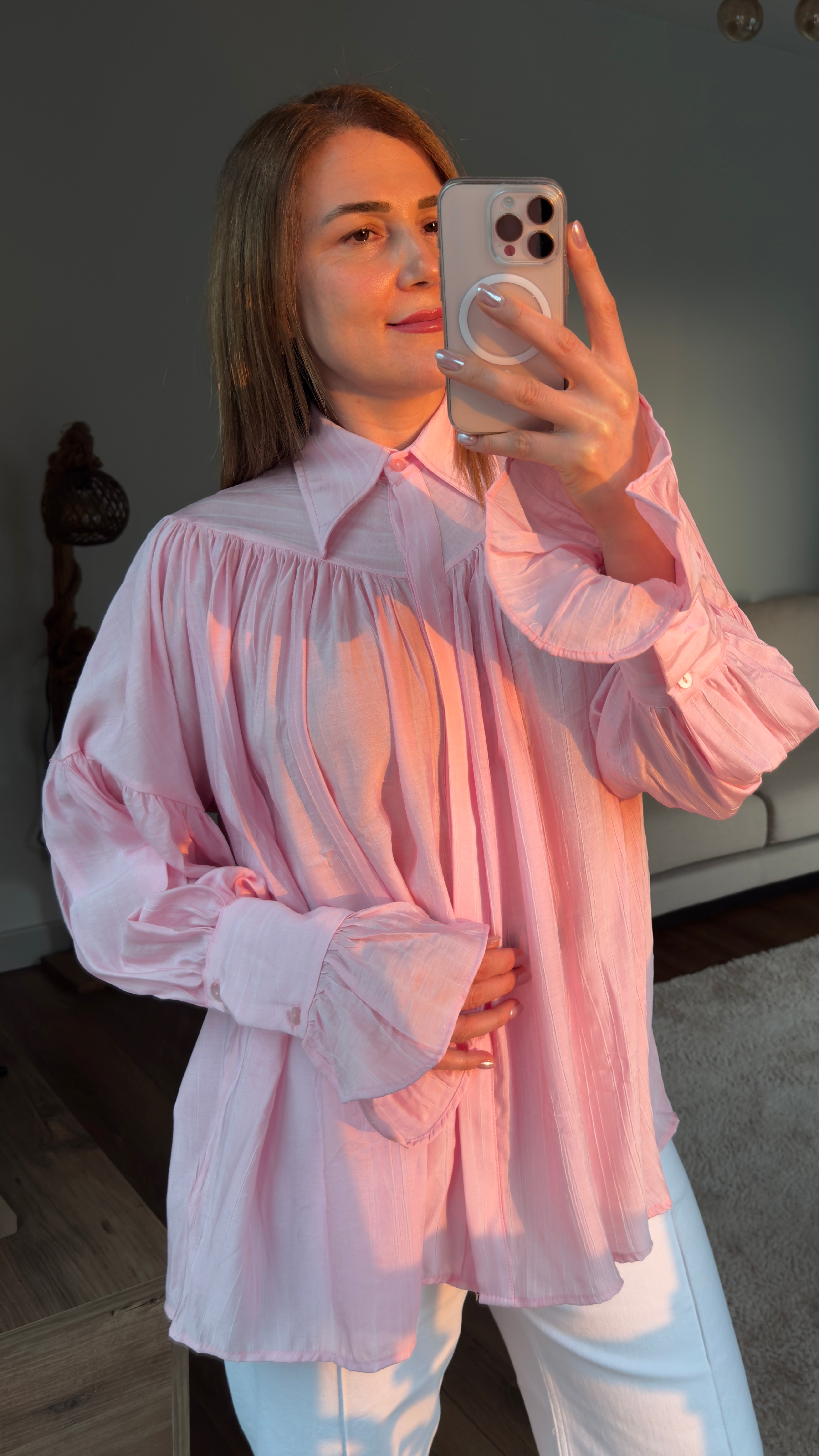 Soft Pink Akış Gömlek