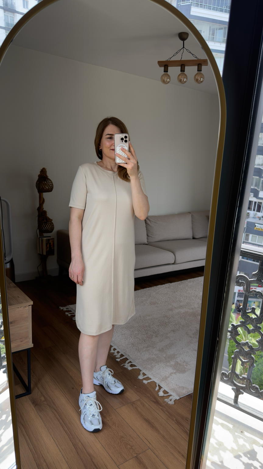 Minimal Bej Basic Elbise