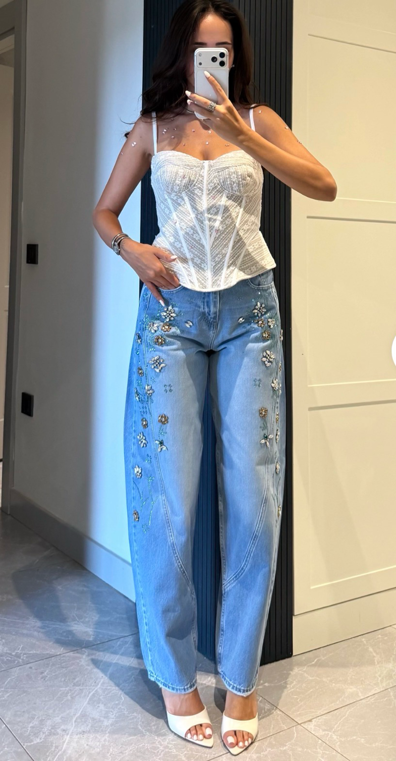 Taş İşleme Barrel Jean