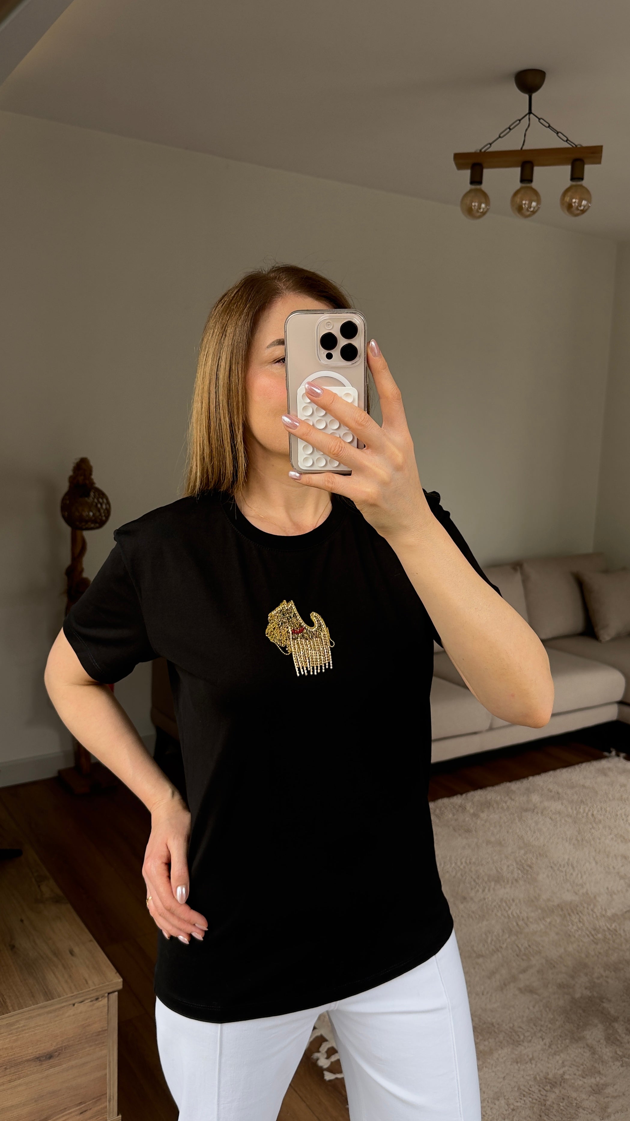 Minimal Baskılı Basic Tişört
