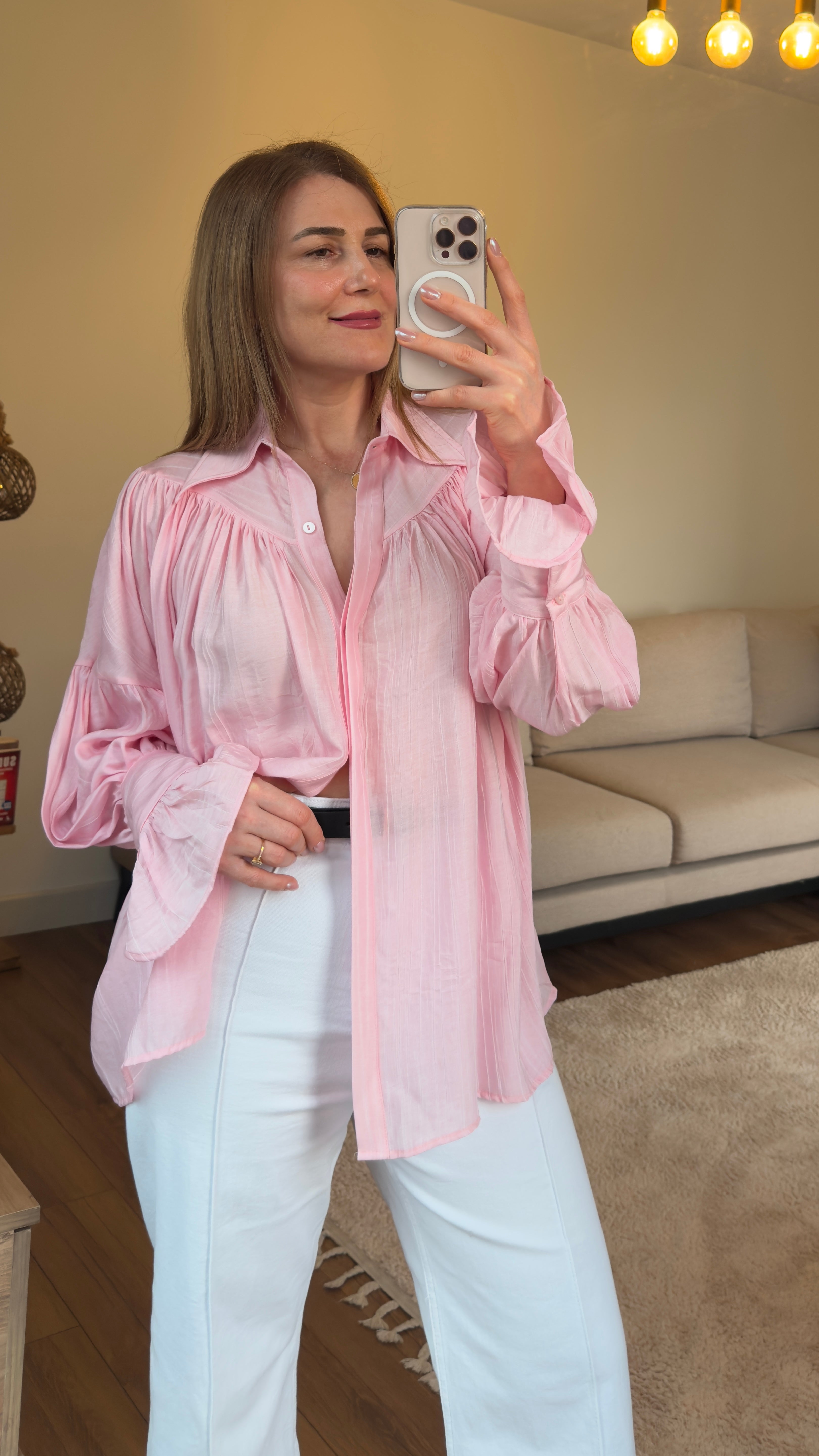 Soft Pink Akış Gömlek