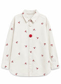 Ekru Kiraz Nakışlı Denim Ceket