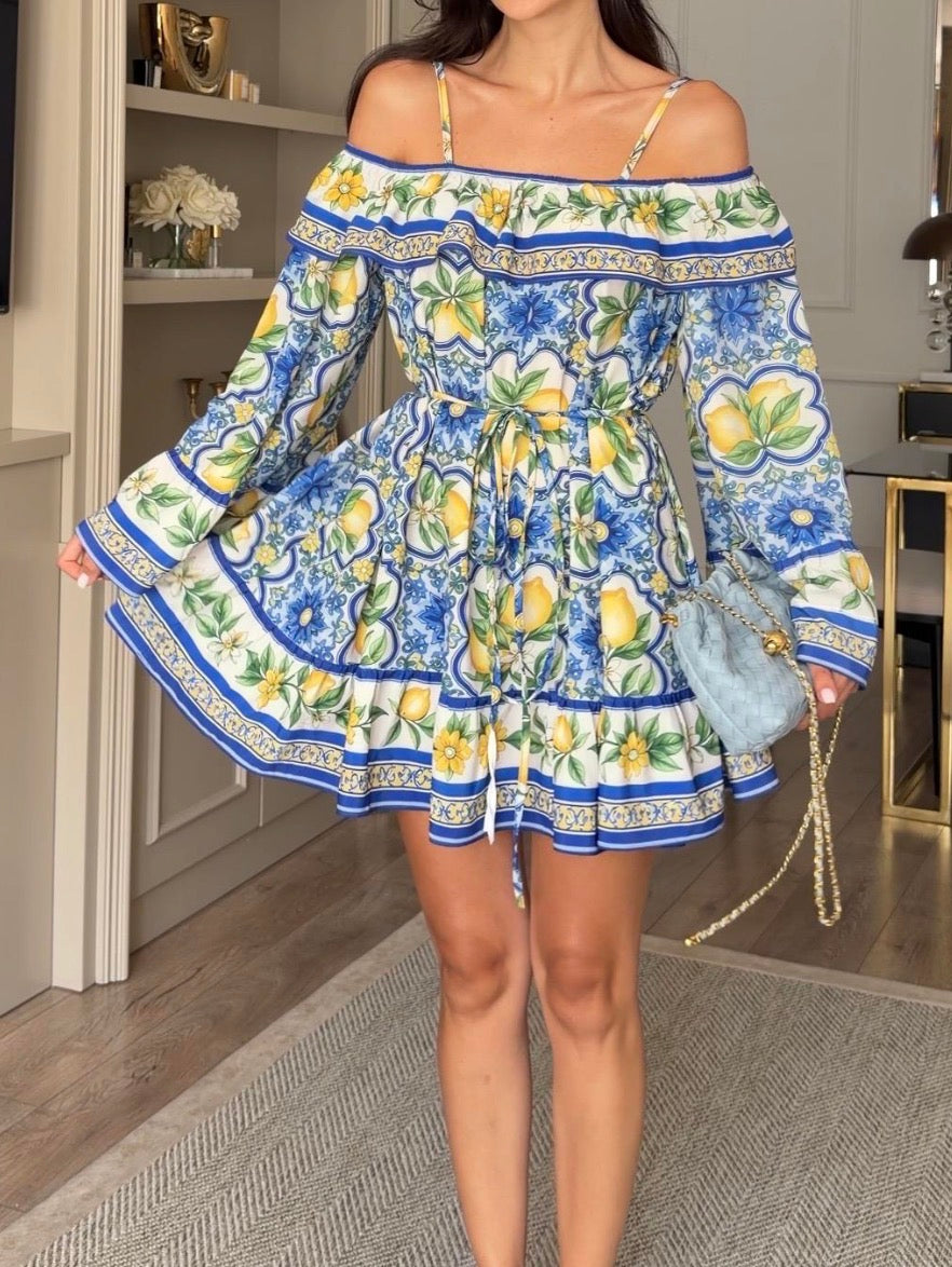 Madonna Yaka Limon Mini Elbise🍋