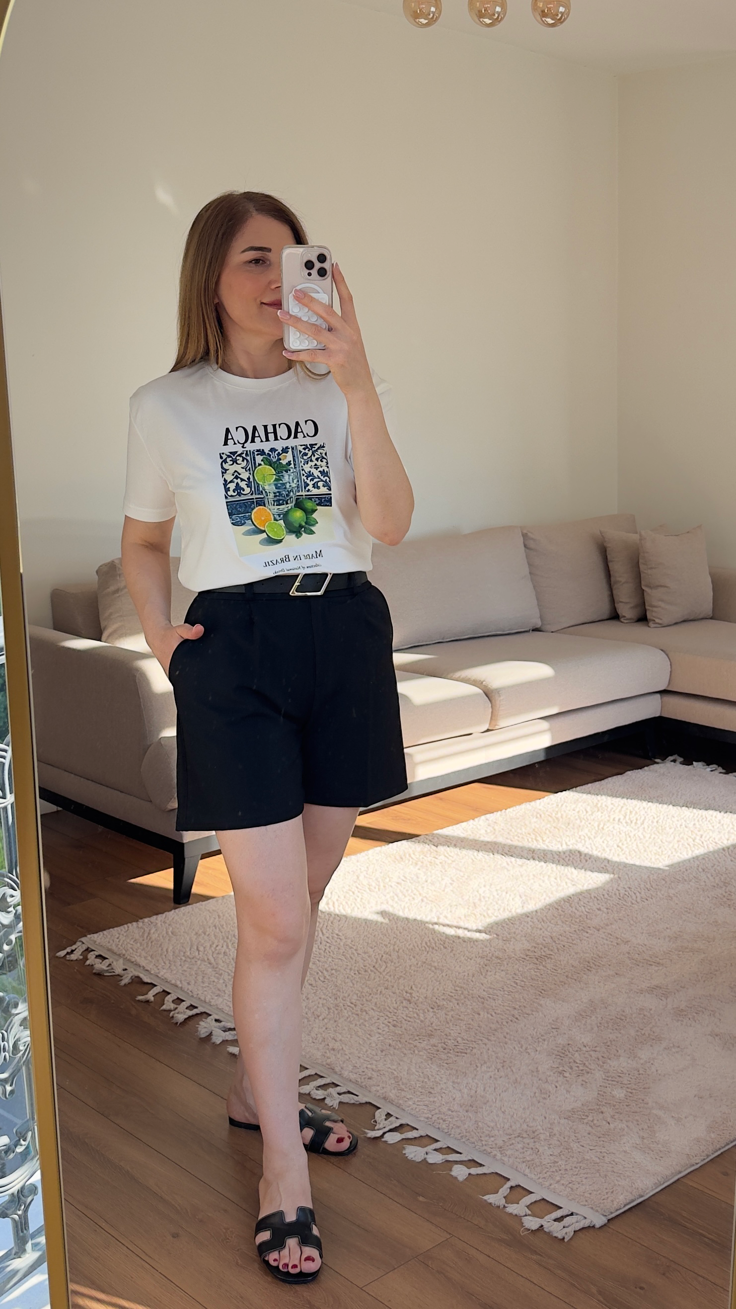 Cachaca Baskılı Beyaz Kadın Tişört 🍋