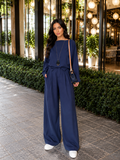 Kayık Yaka , Premium Tencel , Lacivert Takım