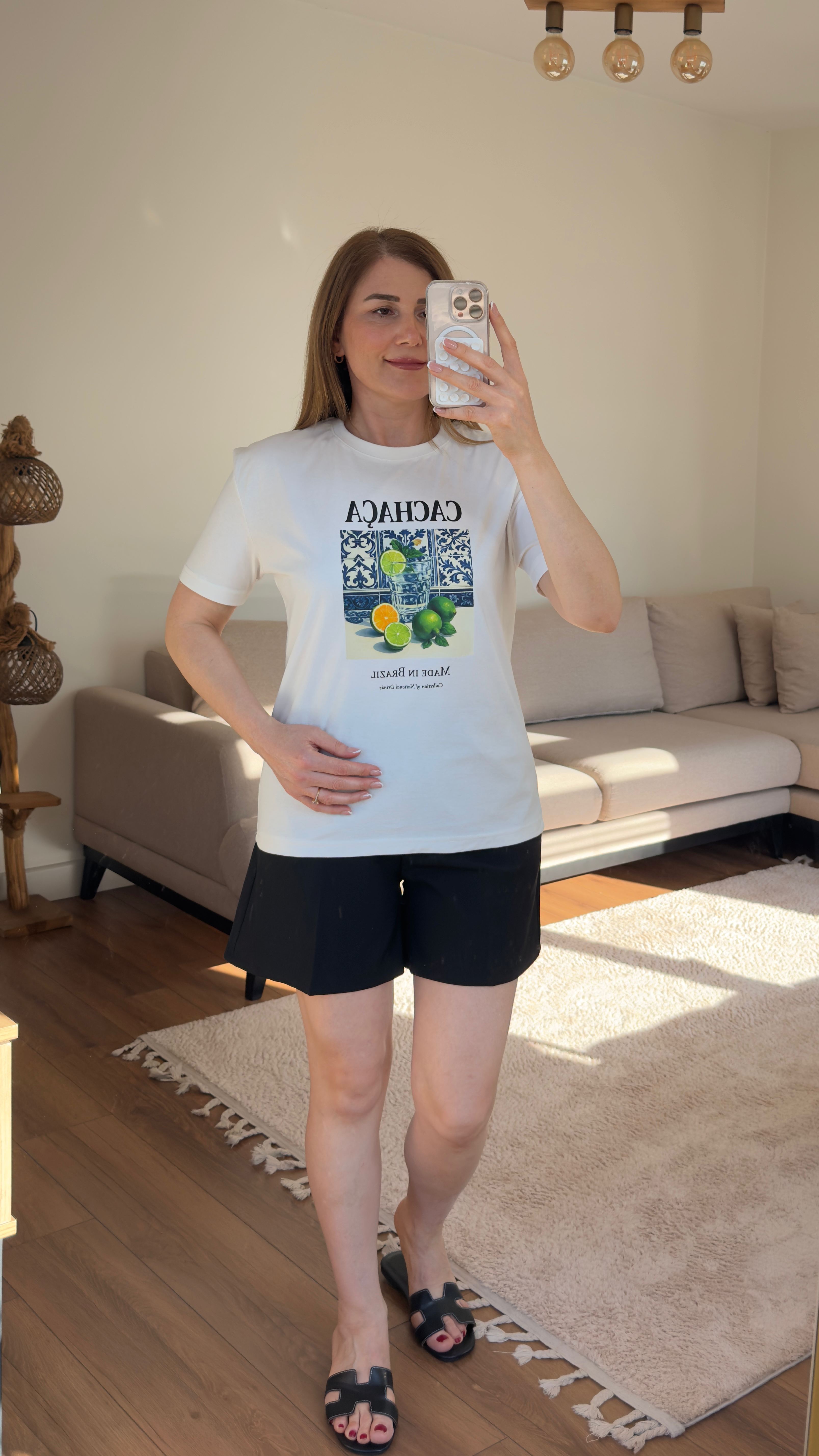 Cachaca Baskılı Beyaz Kadın Tişört 🍋