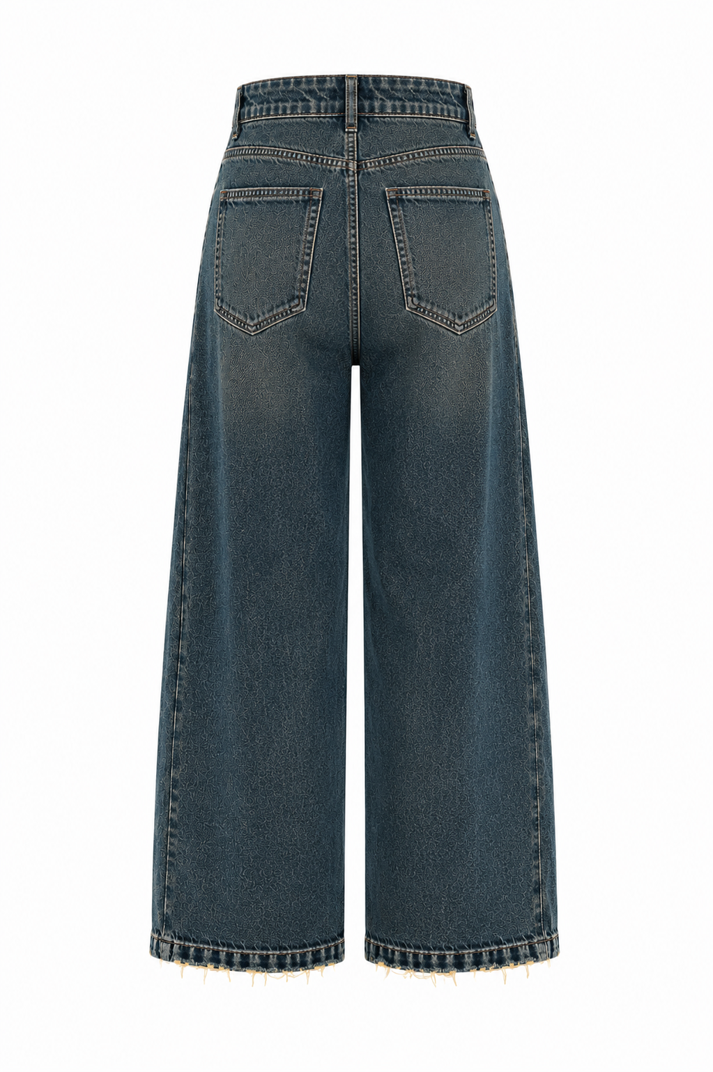 Yüksek Bel Dikiş Detaylı Wide Leg Crop Jean