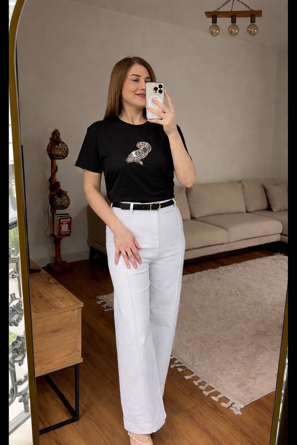 Minimal Baskılı siyah Basic Tişört