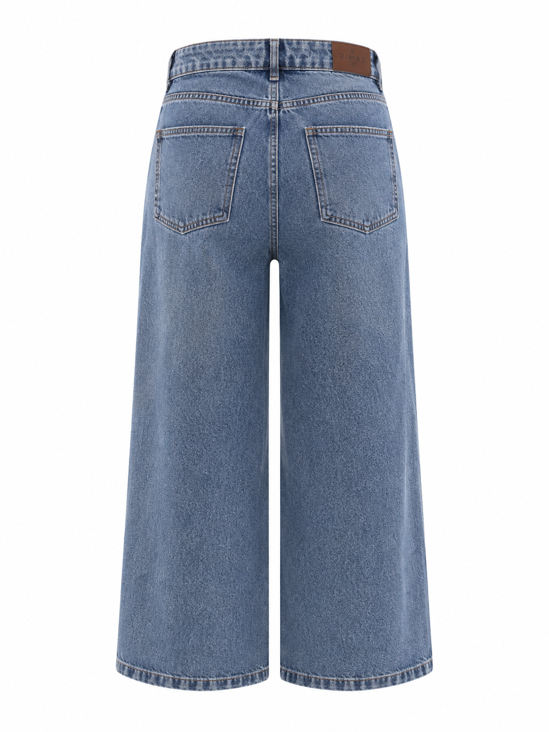 Yüksek Bel Dikiş Detaylı Wide Leg Crop Jean