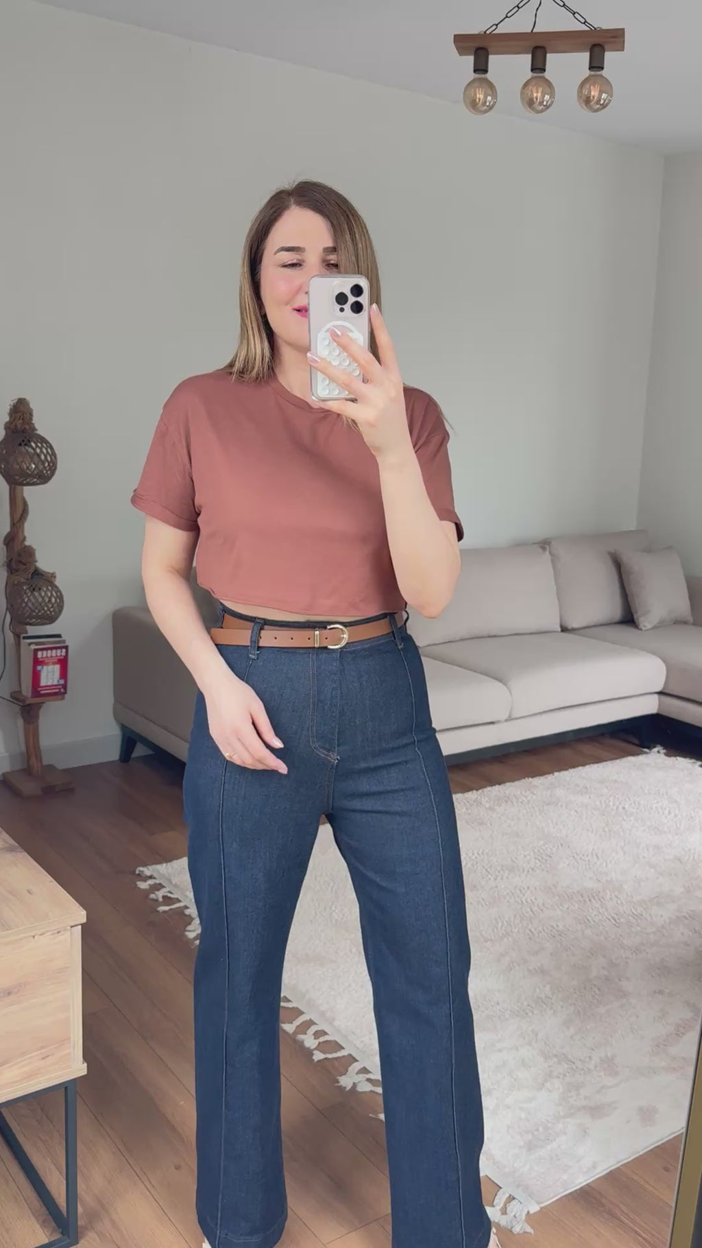Yüksek Bel Düz Paça Premium Jean Pantolon