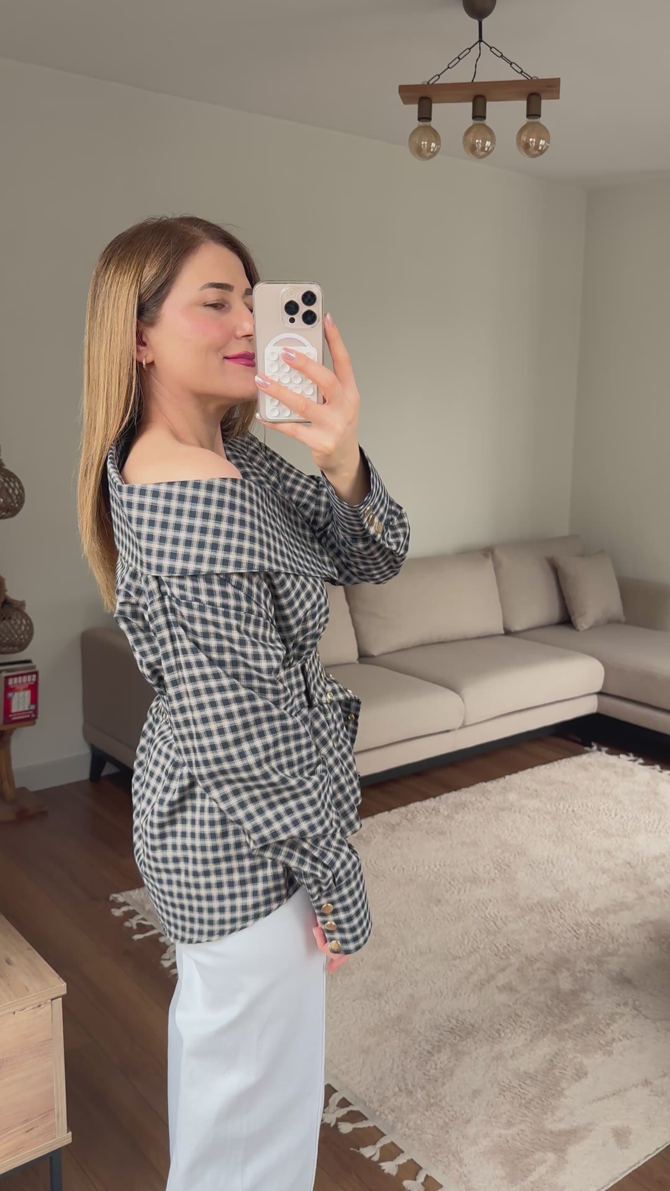 Kahve tonlu ekose gömlek