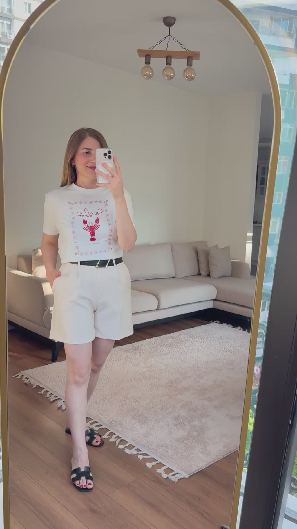 Lobster Baskılı Beyaz Kadın Tişört 🦞