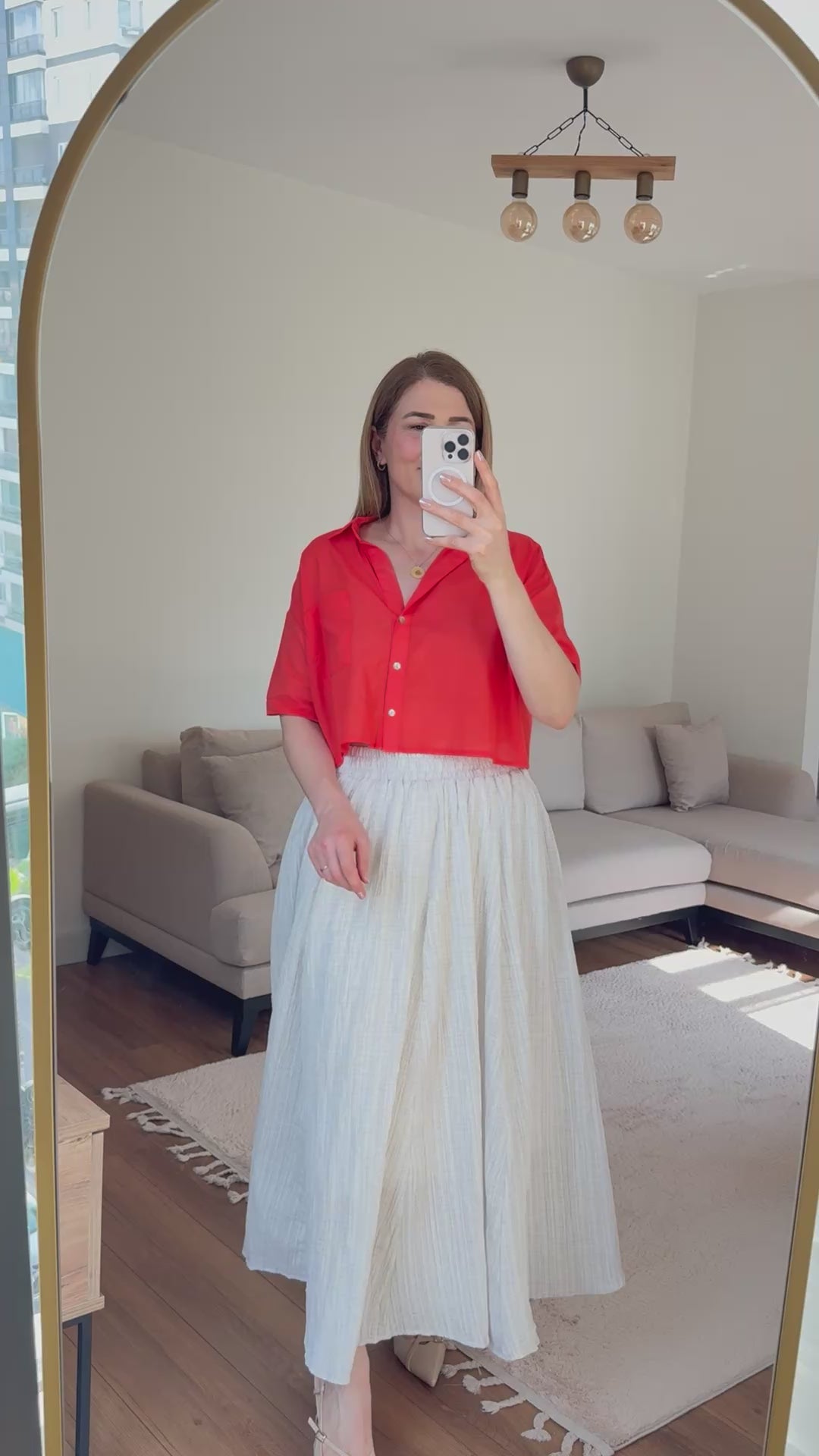 Krem Rengi Astarlı Keten Etek