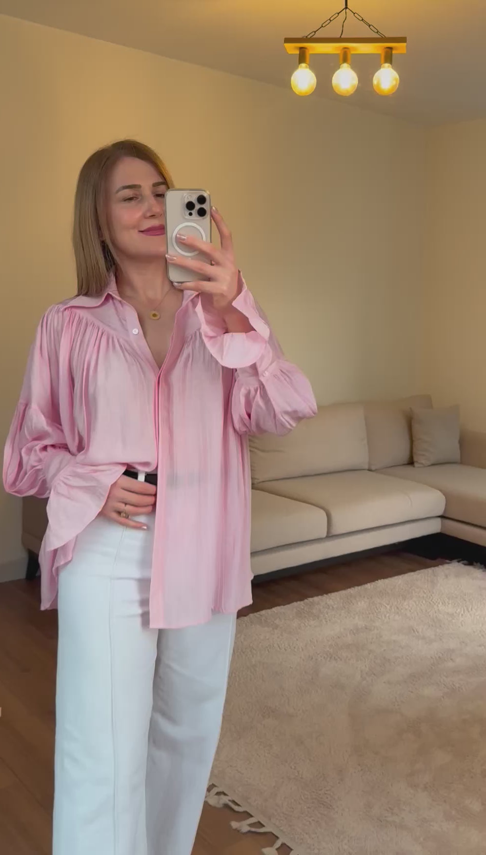 Soft Pink Akış Gömlek