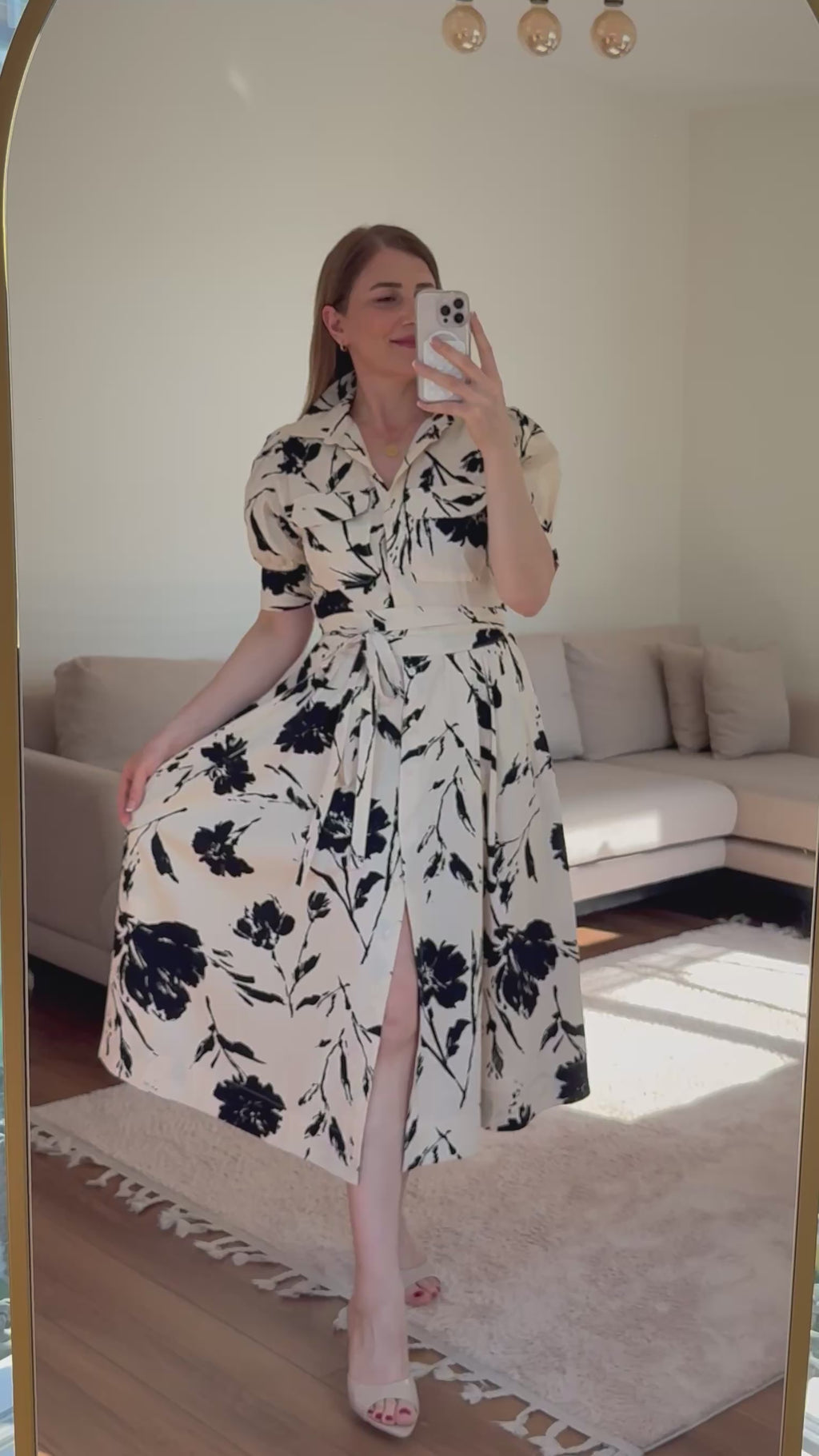 Kuşaklı Siyah Beyaz Gömlek Elbise 🖤
